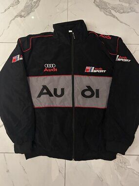 Audi F1 Racing Jacket Black – Vintage Embroidered Bomber